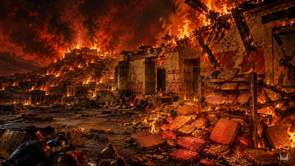 Mycenaean palace on fire