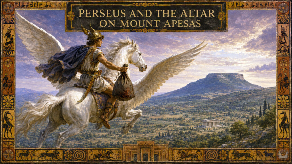 Perseus Flying on Pegasus to Mounta Apesas