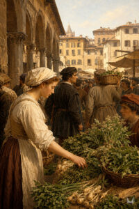 Medieval market scene