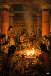 Gathering within the megaron