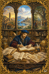 The Author Busy at His Research