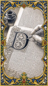 Illuminated manuscript page in progress